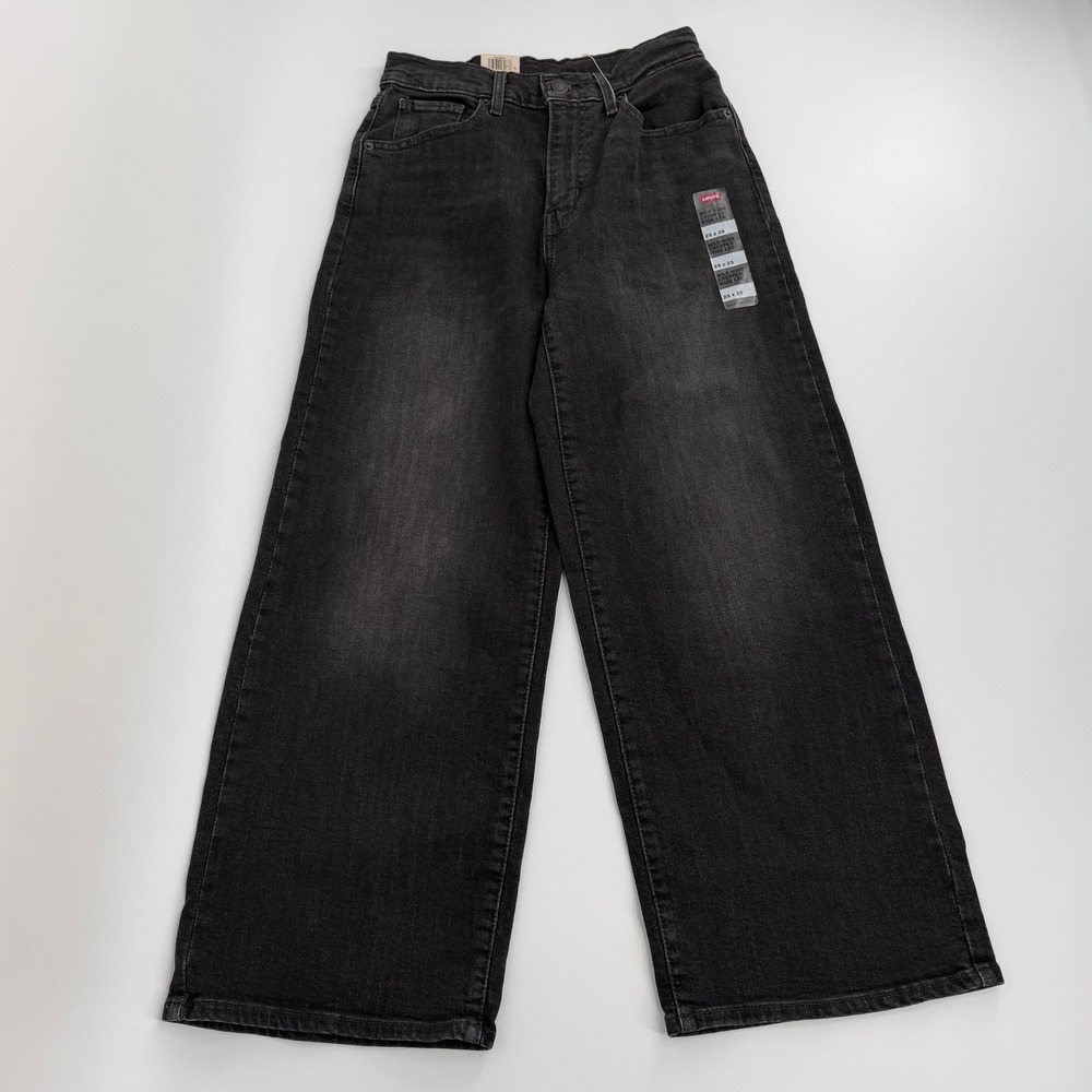 Levi's Mile High Cropped Wide Leg Jeans Women 25 Black NWT High Rise